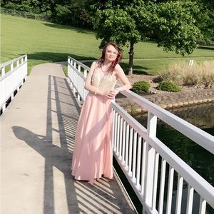 •Peach prom dress•